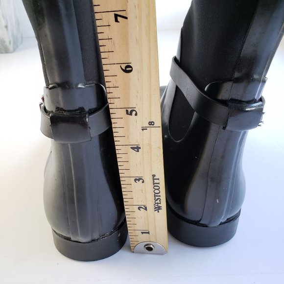 Michael Kors Black Rubber Tall Rain Boots Pull On Logo Charm Detail - Picture 8 of 15